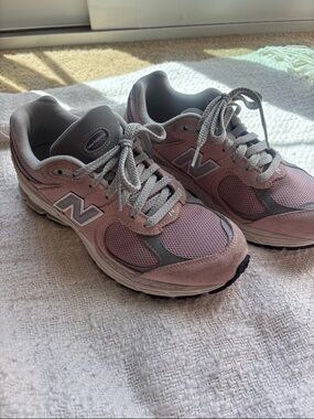 New Balance Pink and Gray Mesh Suede Sneakers